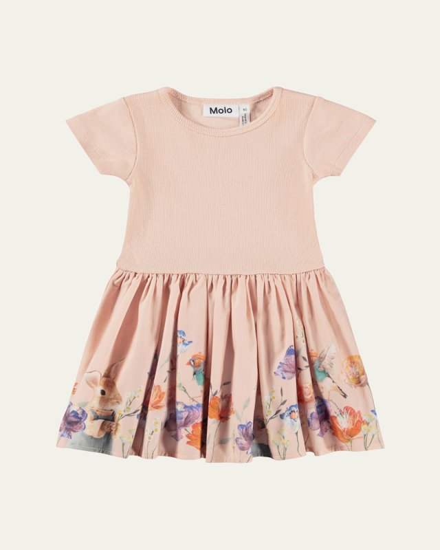 Girl's Carin Short-Sleeve Floral Peplum Dress, Size 3M-4